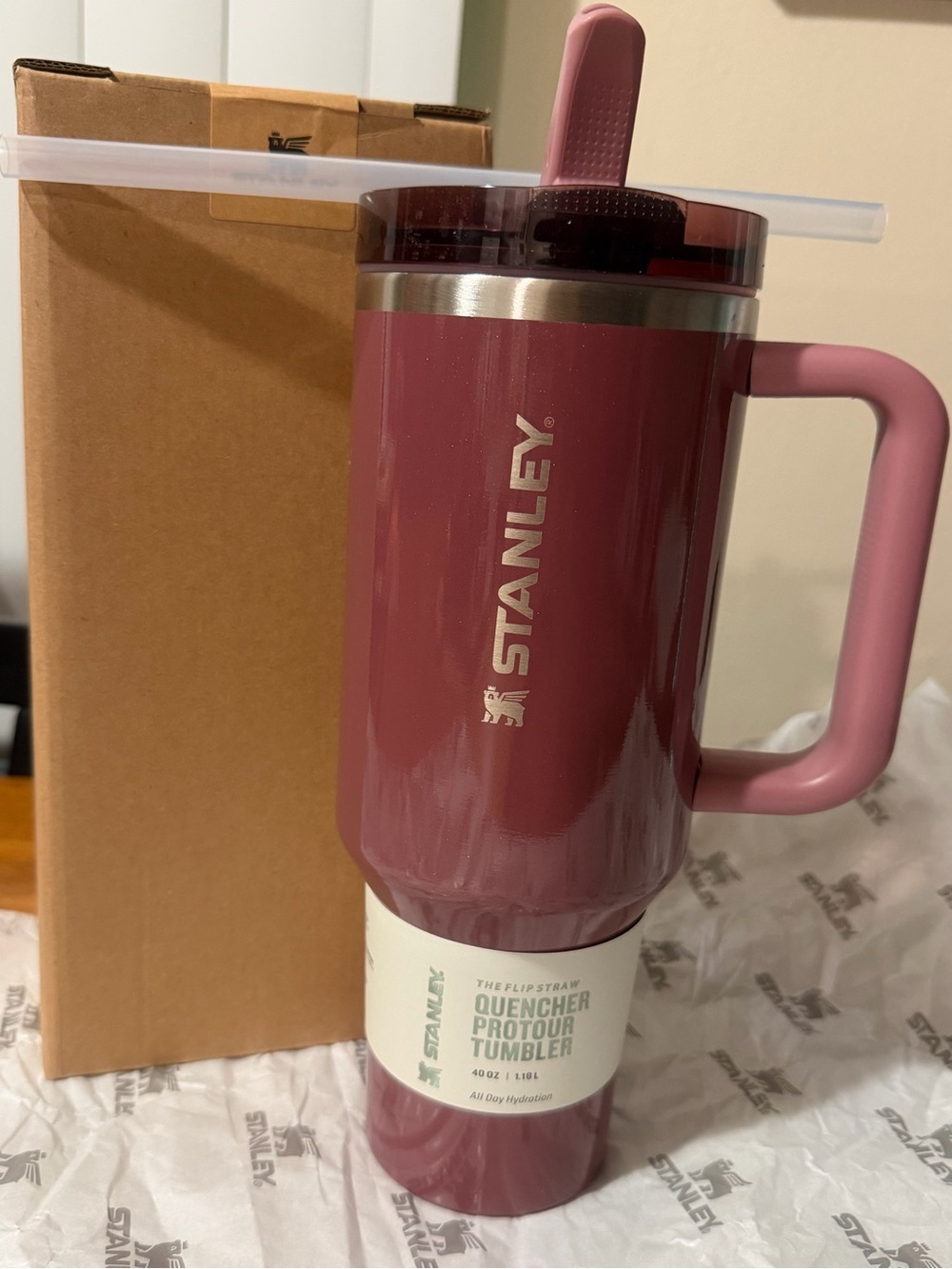 40 oz Quencher ProTour Flip Straw Tumbler -Watermelon Pink Shimmer 🩷